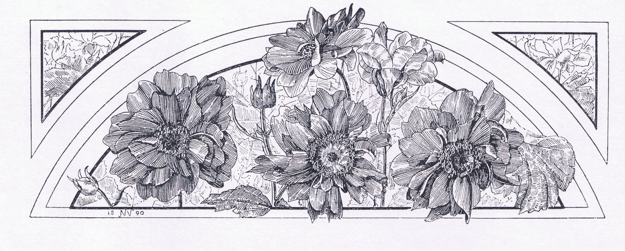 花卉图案，来自The Art of Art 1893，Cassell and Company，1893 作者 英语学校