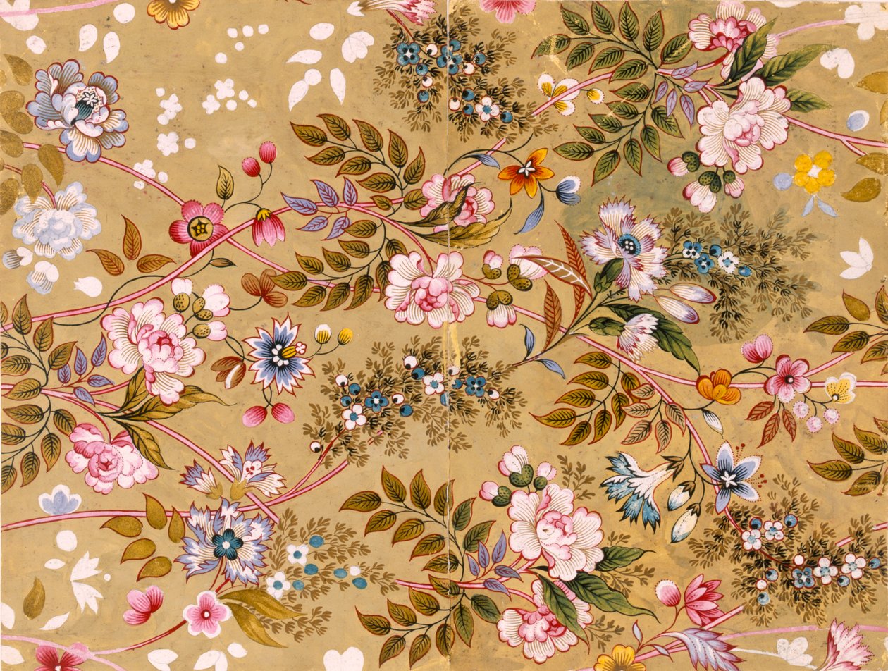 花卉纺织品设计，可能由William Kilburn（1745-1818） 作者 英语学校