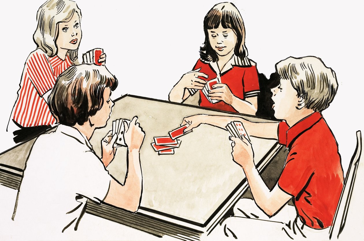 四个孩子在玩牌 作者 英语学校