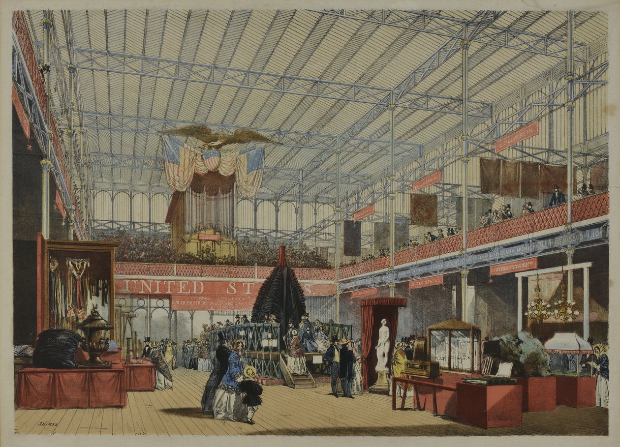 摘自1854年出版的“狄金森1851年大展览的综合图片”-美国，1854年 作者 英语学校
