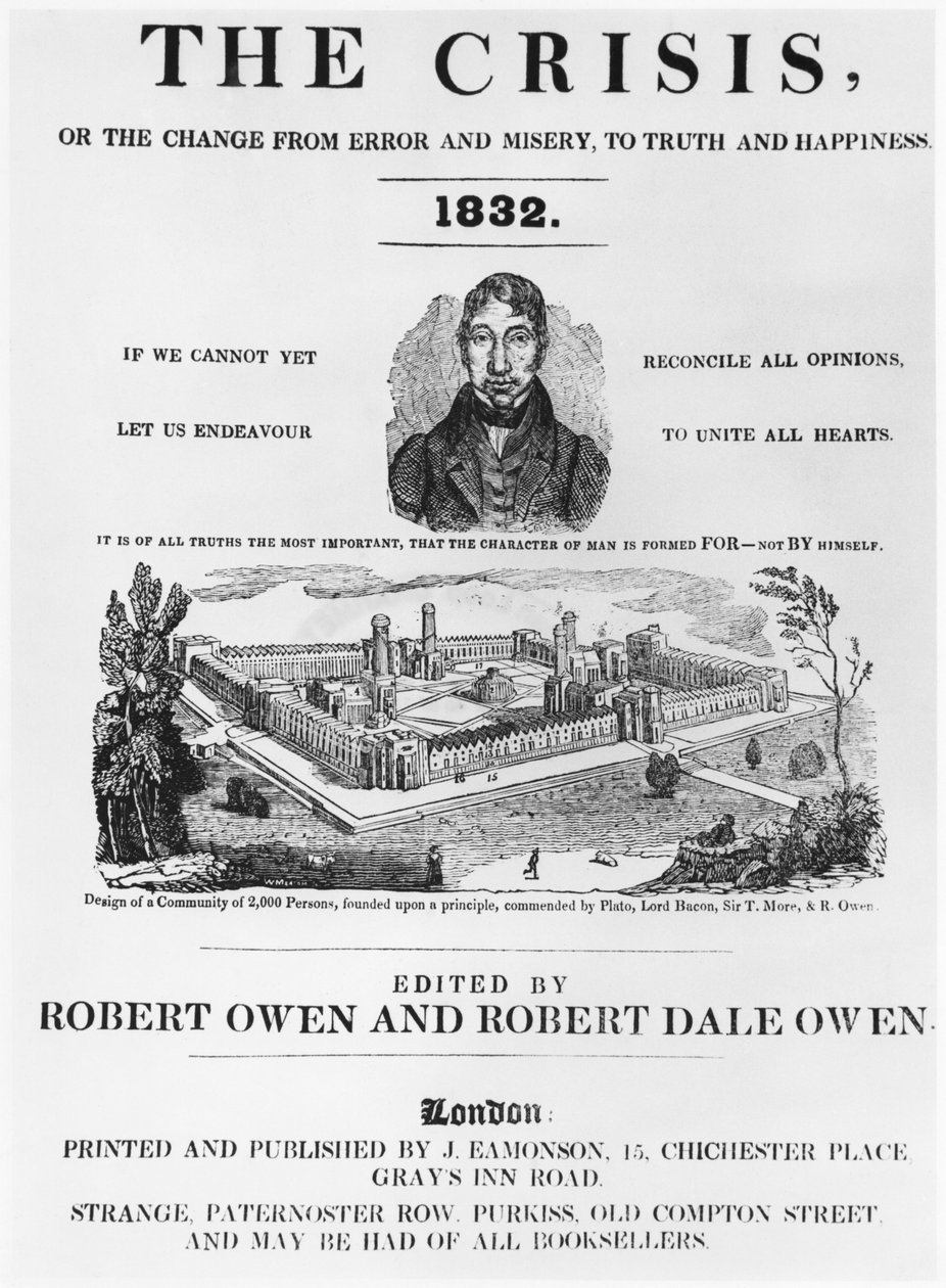 危机的封面，由Robert Owen（1771-1858）和Robert Dale Owen（1801-77）编辑，伦敦，1832年 作者 英语学校
