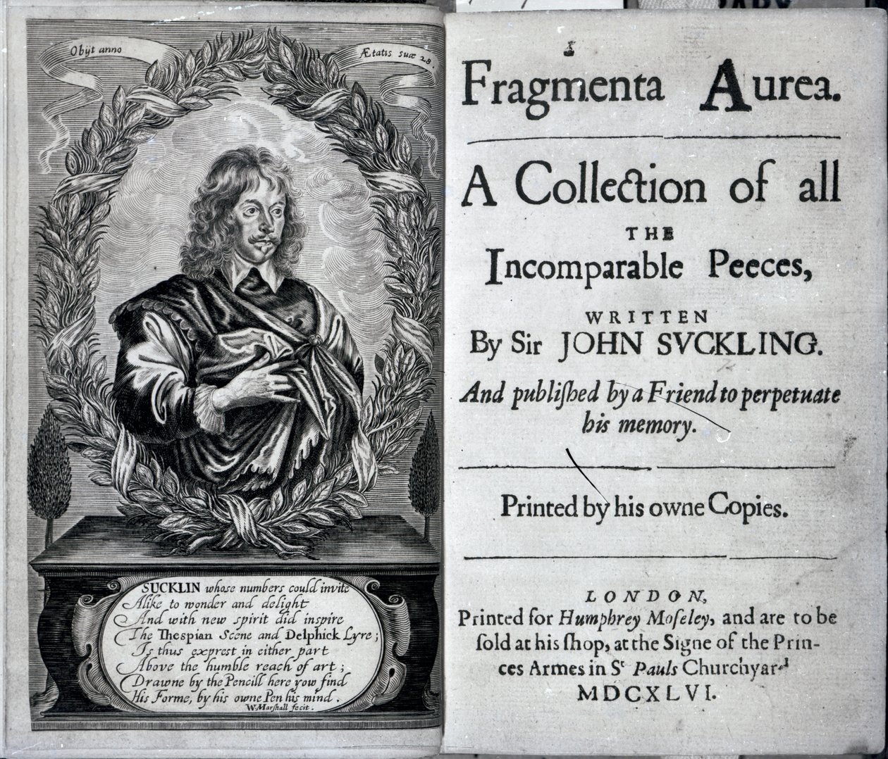 Fragmenta Aurea的主题，由John Suckling爵士撰写的所有无与伦比的裸露的集合，于1646年出版 作者 英语学校