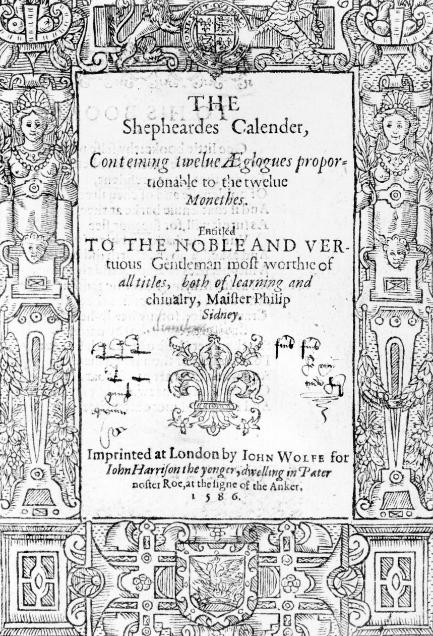 Esmond Spenser（1552-99）的Shepheardes日历的主题，发表于1586年 作者 英语学校
