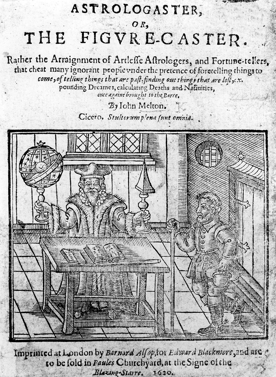 1820年出版的“占星术”或约翰·梅尔顿的“图 - 施法者” 作者 英语学校
