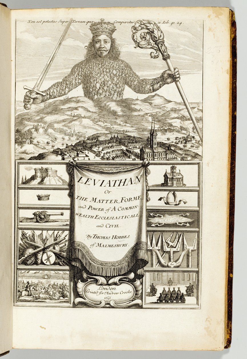 马尔姆斯伯里（Malmesbury）的托马斯·霍布斯（Thomas Hobbes）（1588-1679）创作的“利维坦（Leviathan，或物质，形式和力量） 作者 英语学校