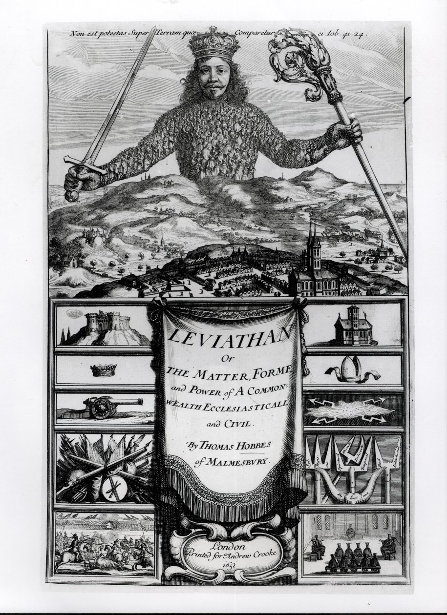 1651年，由利马滕山或利马坦的物质，形式和权力以及共同财富教会和民事的权力，作者：马丁斯伯里的托马斯·霍布斯（1588-1679） 作者 英语学校
