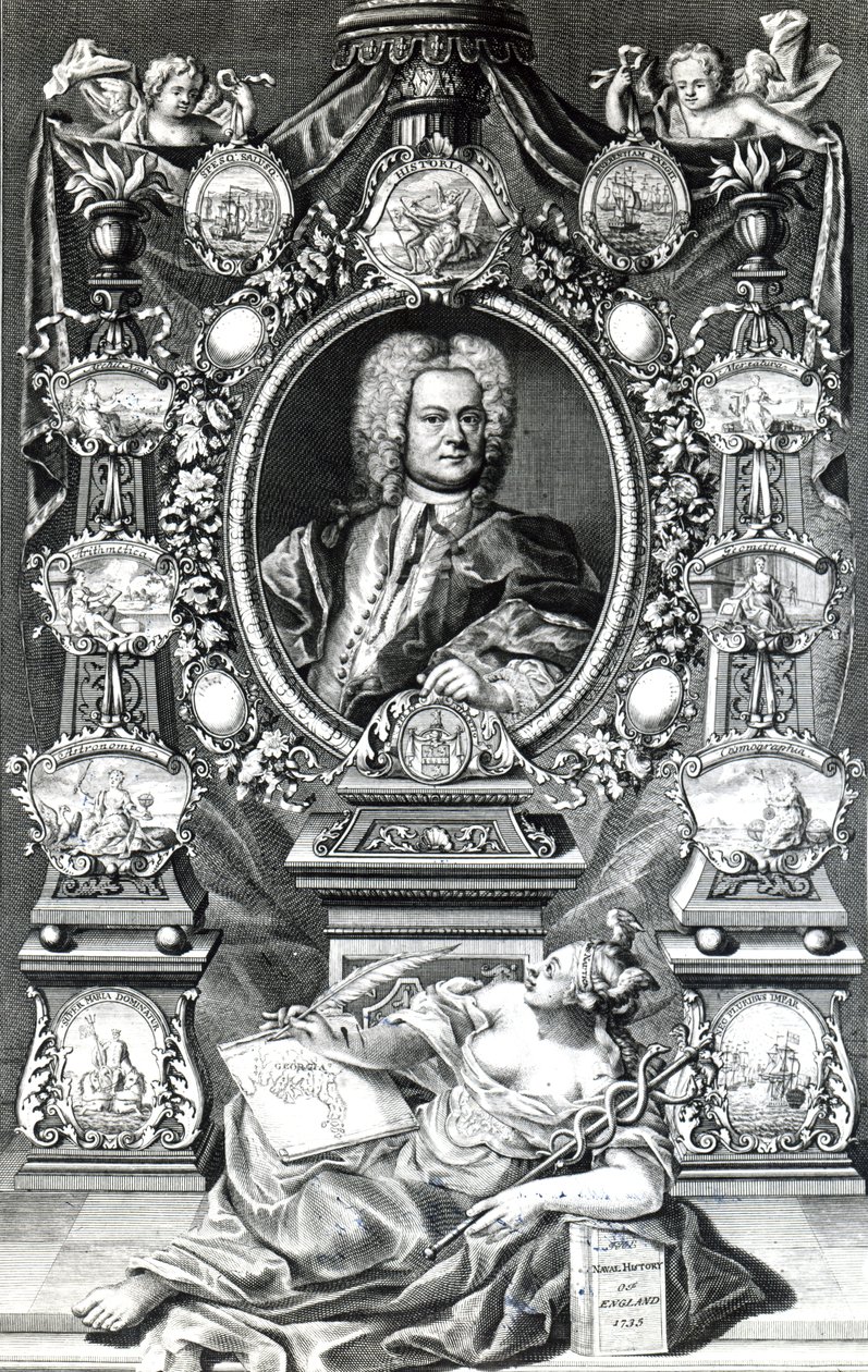 1735年出版的Thomas Lediard对英国海军历史的主题 作者 英语学校