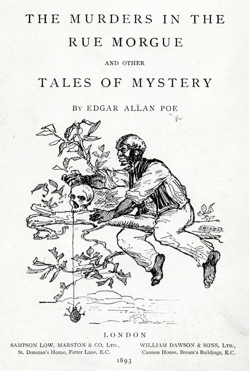 1893年出版的埃尔加·艾伦·坡（Edgar Allan Poe）在莫尔盖街（Morgue）和其他神秘故事中的谋杀案的主题 作者 英语学校