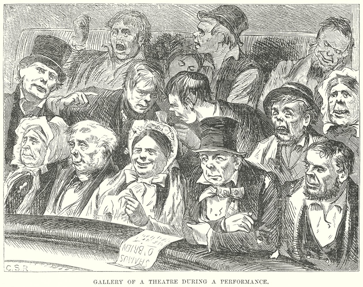 演出期间的剧院画廊（雕刻） 作者 英语学校