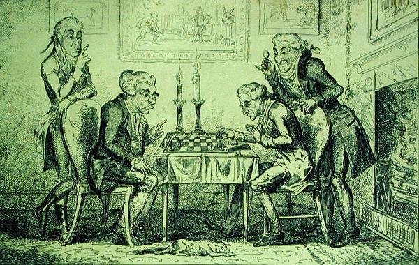 国际象棋》，乔治-克鲁克尚克（1792-1878）雕刻，1835年8月1日出版（平版）。 作者 英语学校