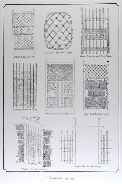 花园大门，摘自《日本的景观园艺》，作者Josiah Conder，1893年出版（雕版印刷）（黑白照片）。 作者 英语学校