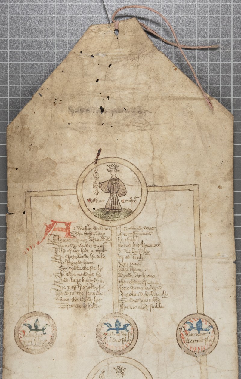 英格兰国王家谱卷，约1440-79（羊皮纸上的笔墨）。 作者 英语学校