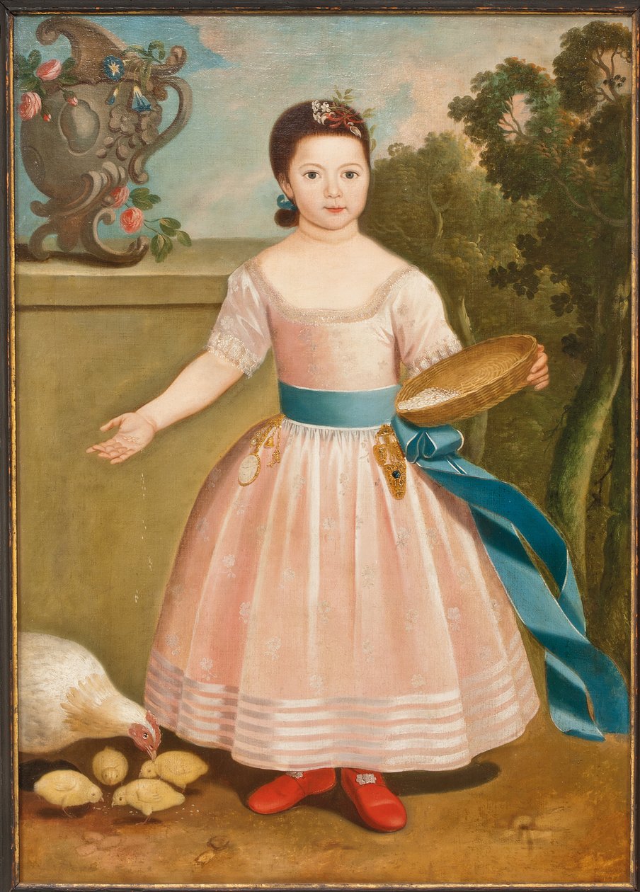 女孩喂鸡，约1811-20年 作者 英语学校