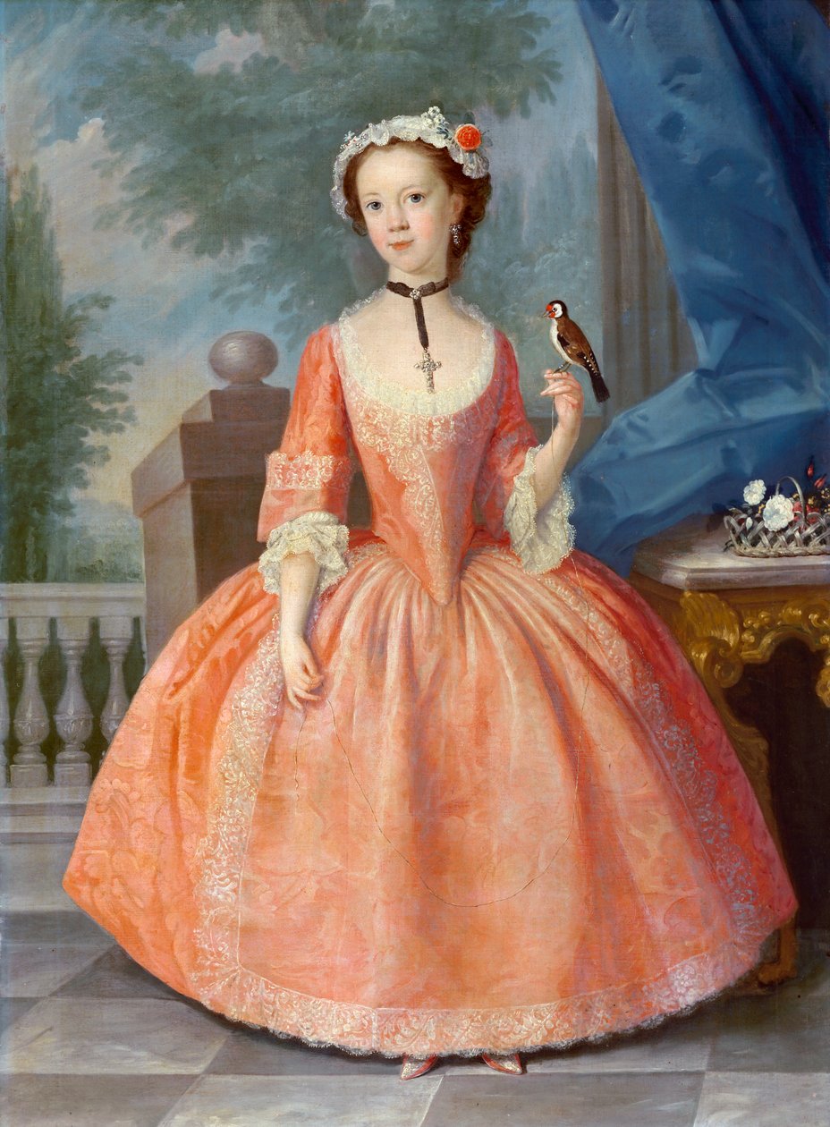 粉红色的女孩，c.1740 作者 英语学校