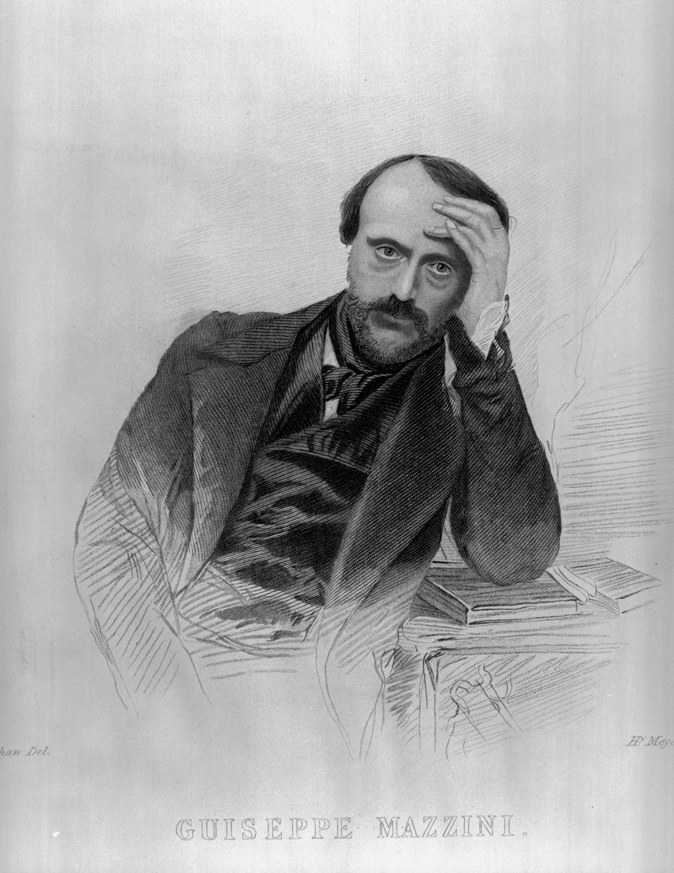 Giuseppe Mazzini，来自&39;The Drawing Room Portrait Gallery of Famous Personages&39;（雕刻）（bw photo） 作者 英语学校