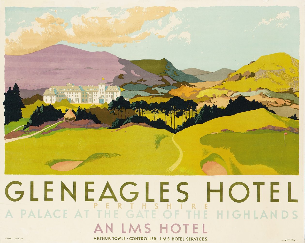 格伦伊格尔斯酒店，LMS广告海报，1924年 作者 英语学校