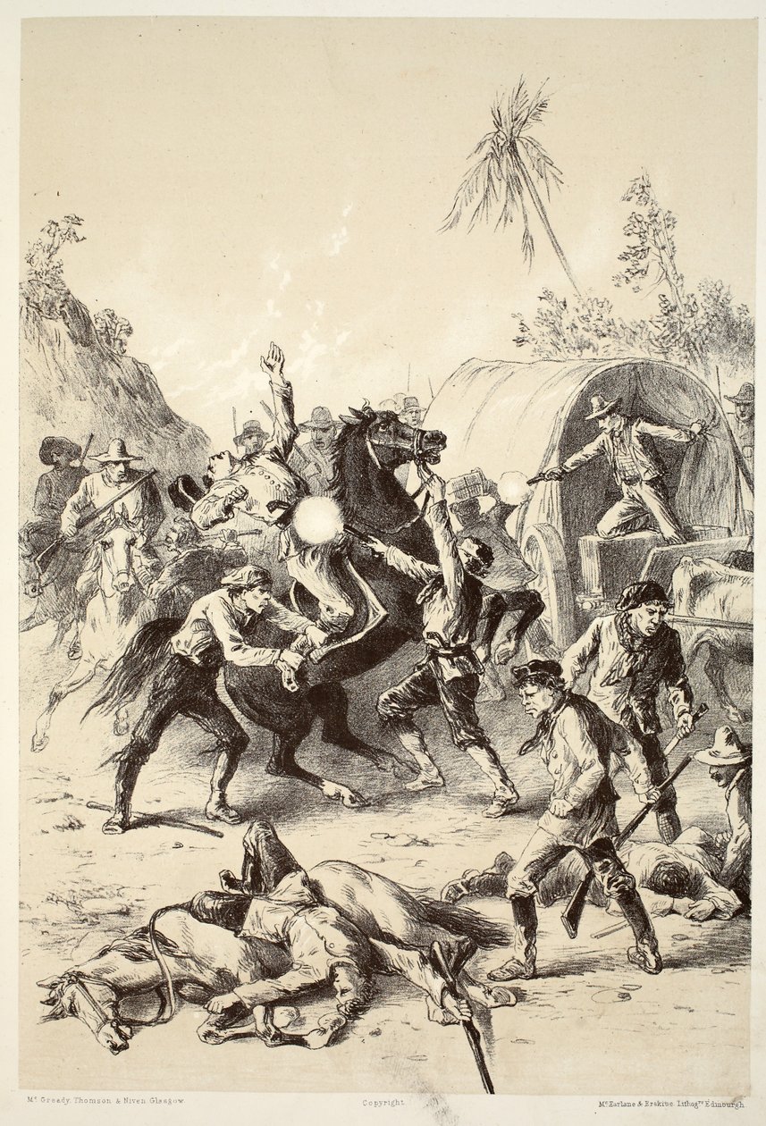 布什游骑兵袭击的金牌护送，大卫布莱尔，麦格雷迪，汤姆森和尼文的“澳大利亚历史”，1879年 作者 英语学校