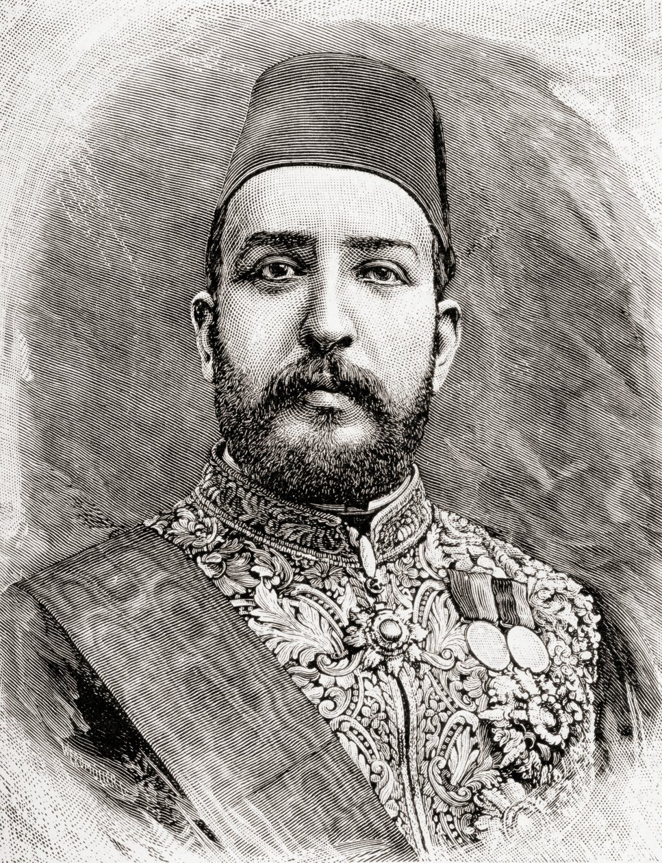 HH Muhammad Tewfik Pasha，埃及Tawfik，1890年（木版画） 作者 英语学校