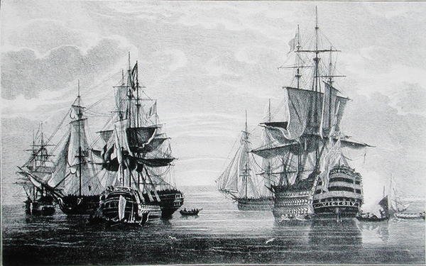英国皇家海军 "阿伽门农 "号、"船长 "号、"先锋 "号、"大象 "号和 "胜利 "号军舰（雕刻版）。 作者 英语学校
