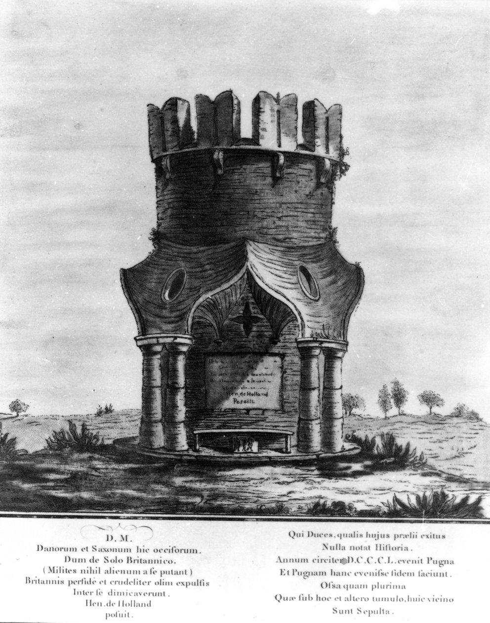 Hackendown Monument，由J. Basire雕刻，1780年（带蚀刻的aquatint） 作者 英语学校