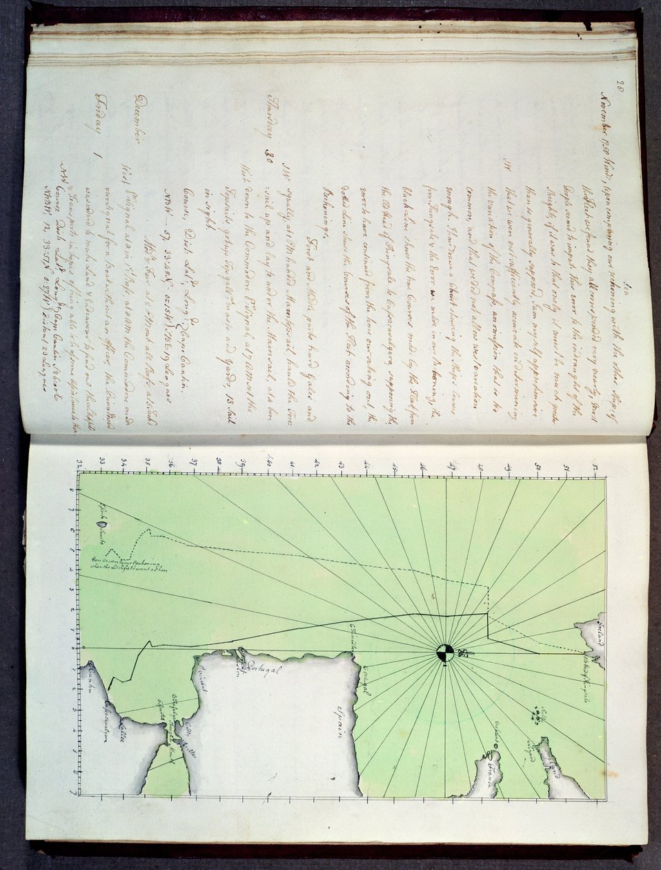 手绘地图的葡萄牙和西班牙海岸，1756年（墨水在纸上） 作者 英语学校