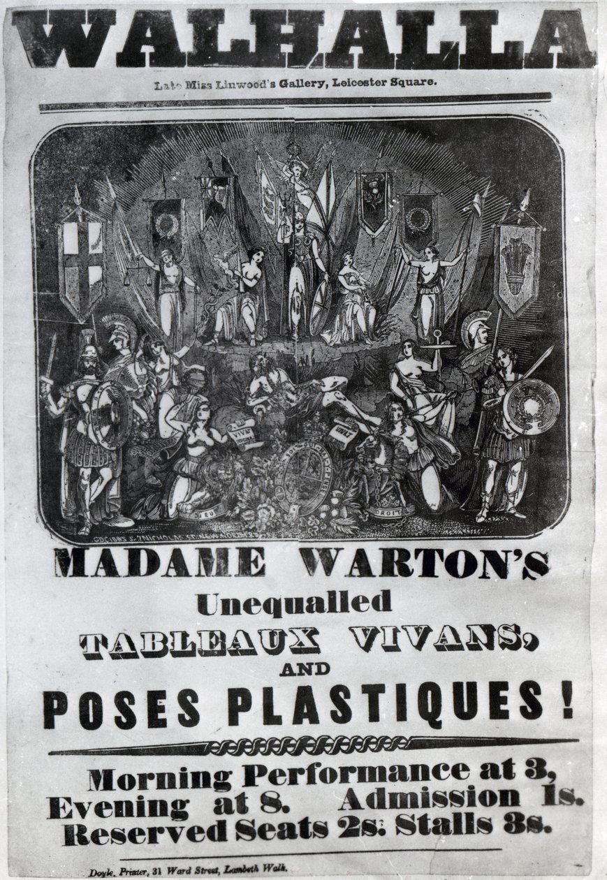传单广告&39;Madame Warton&39;s Unnequaled Tableaux Vivans and Poses Plastiques&39;，c.1847 作者 英语学校
