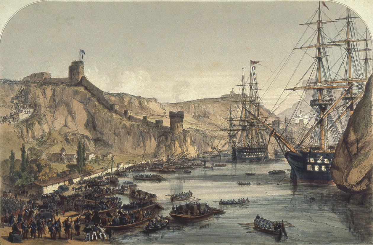 看见黑海的Balaklava港口，1859年 作者 英语学校