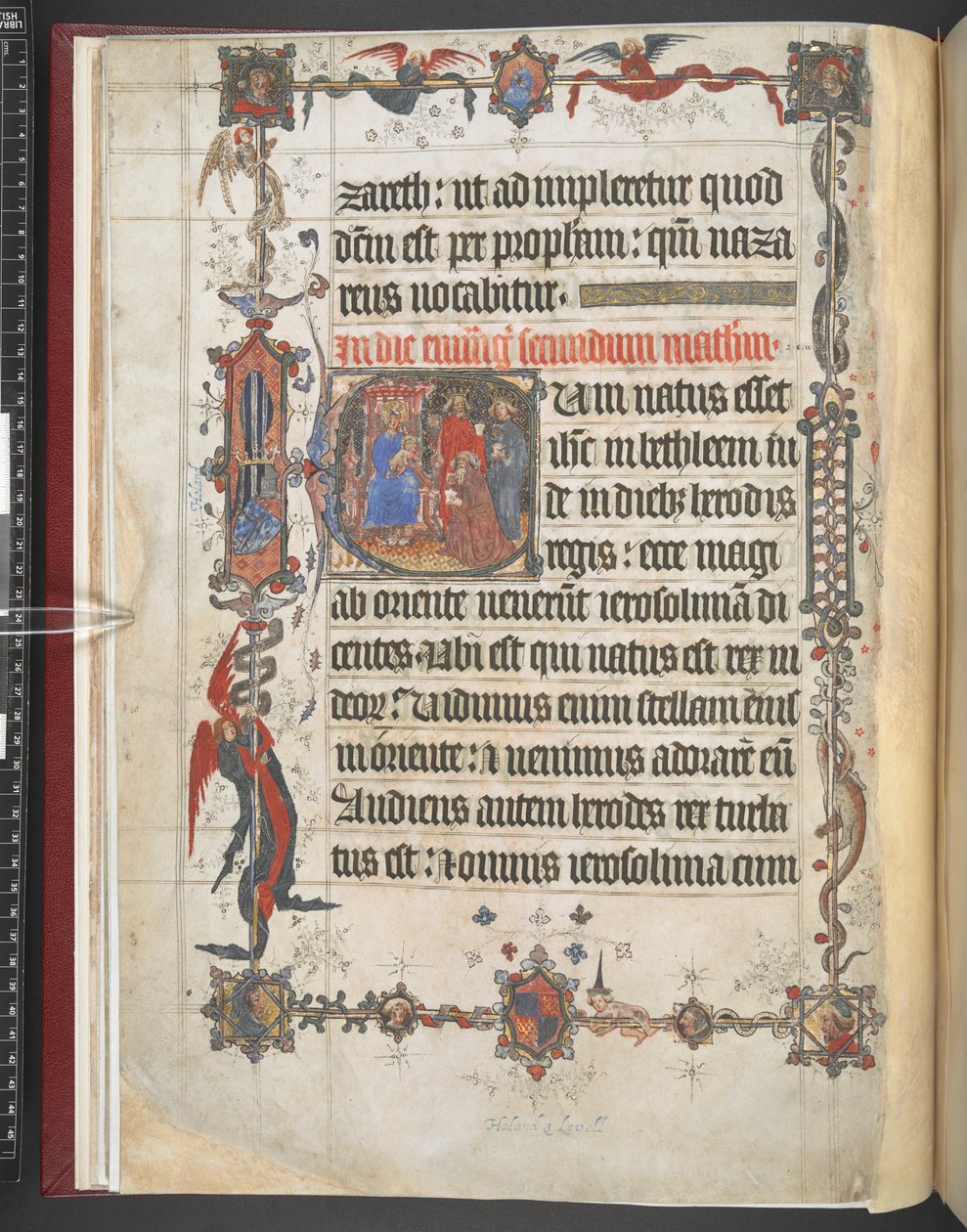 哈雷 MS7026，f.7v，《玛吉的崇拜》，首字母缩写，选自 "洛弗尔圣经"，约 1400-10 年（牛皮纸） 作者 英语学校