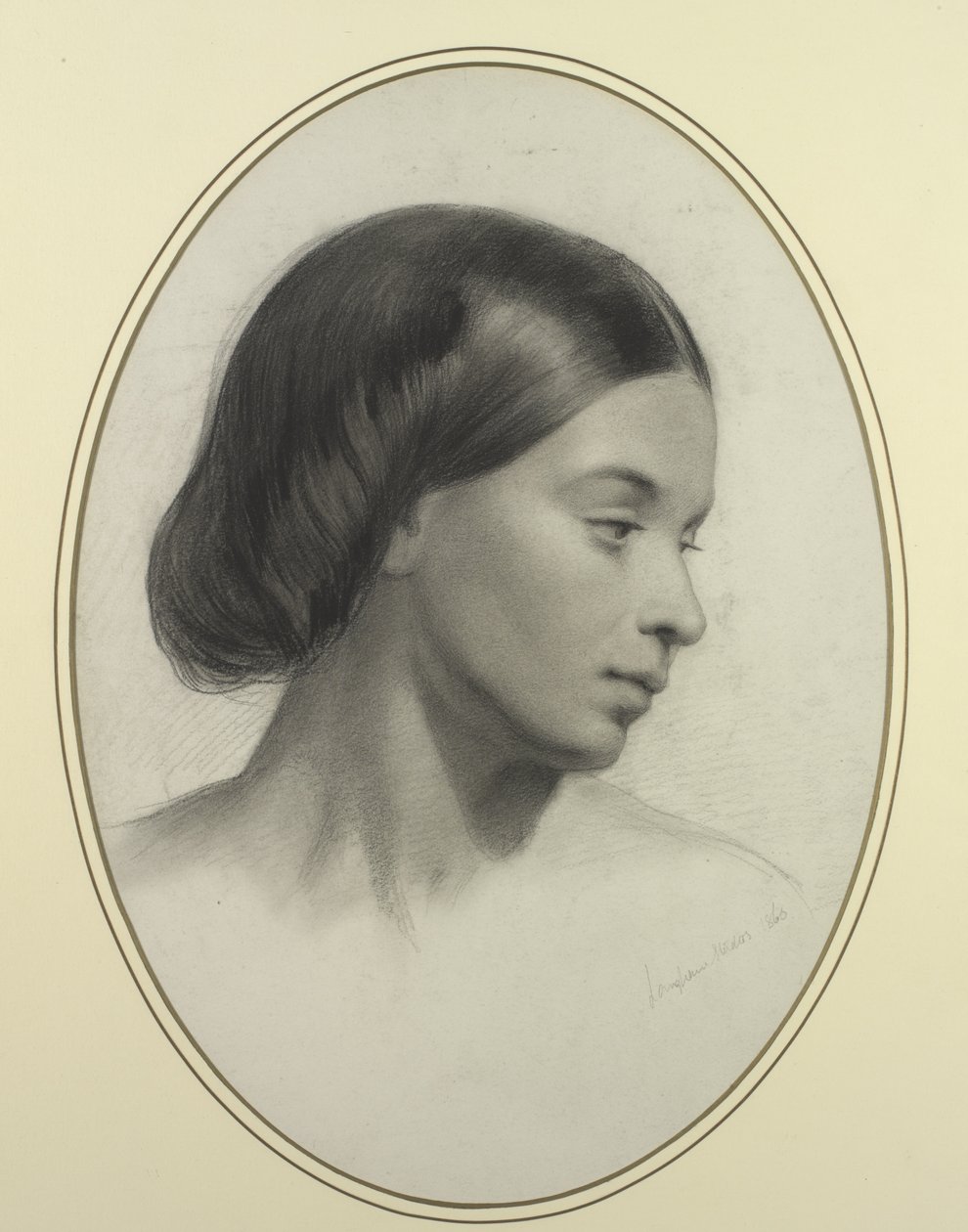 一个女孩的头，1860年 作者 英语学校