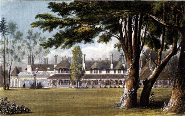 从草坪上看到的温莎大公园的陛下小屋，来自R.Ackermann（1764-1834）的《艺术汇编》。 作者 英语学校