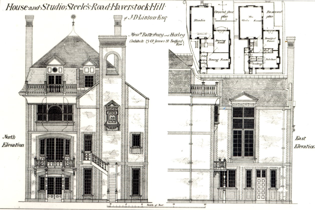 House and Studio，Steeles Road，Haverstock Hill，来自The Building News，1877年2月9日 作者 英语学校