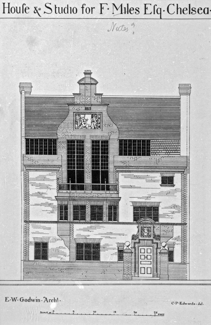House of und Studio for F. Miles Esq。，Chelsea，来自&39;The British Architect and Northern Engineer&39;的插图，于1878年12月6日出版 作者 英语学校