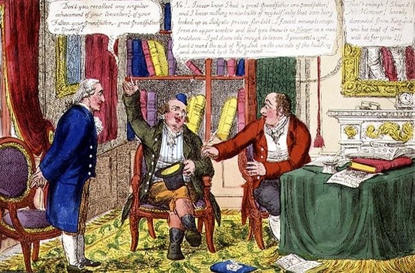 Humbug or heraldic honours", 约1790（彩色蚀刻画 作者 英语学校