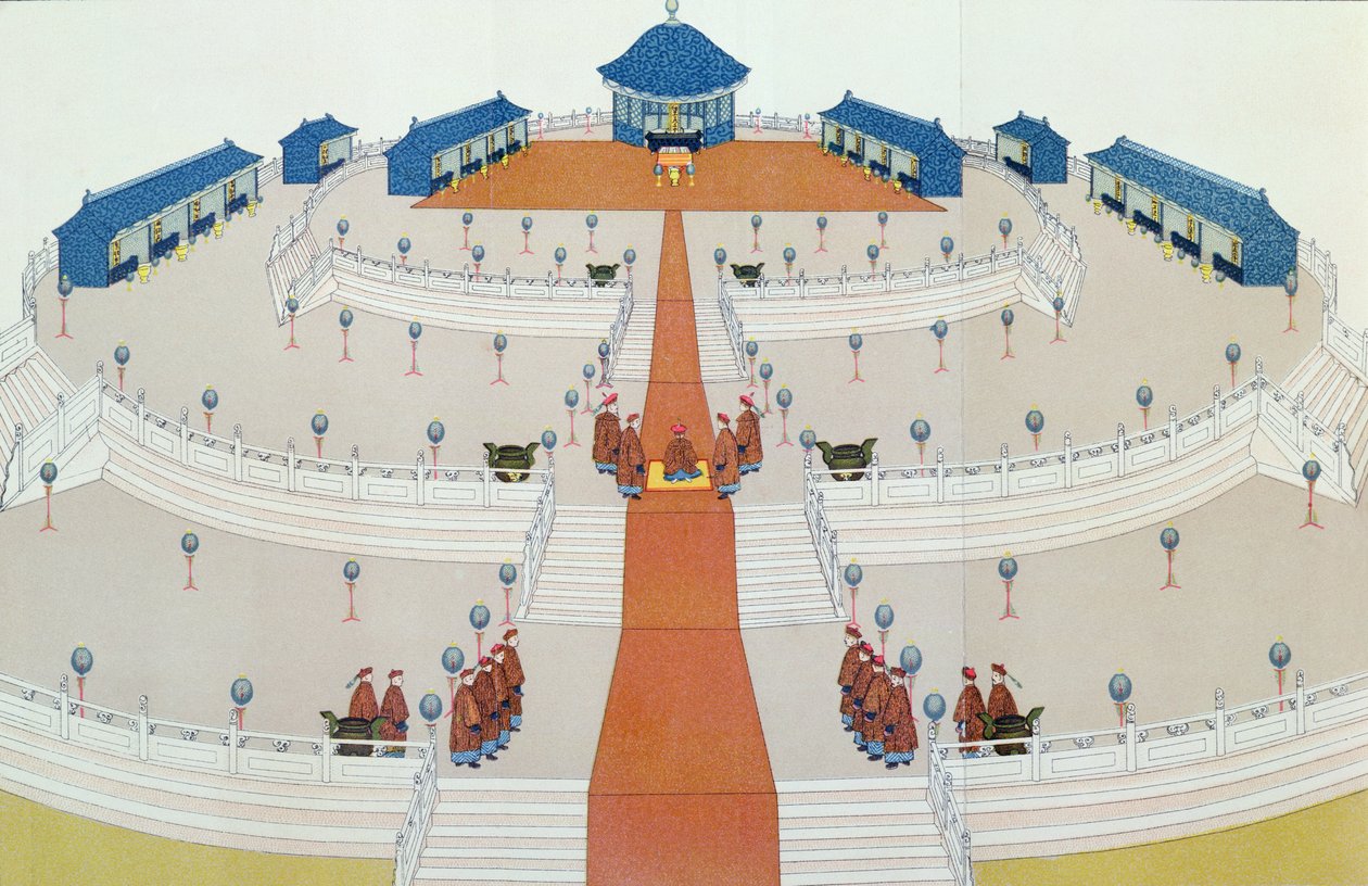 北京天坛祭坛上的帝国崇拜，塞缪尔威尔斯威廉姆斯（1812-84）1883年中国王国的插图 作者 英语学校