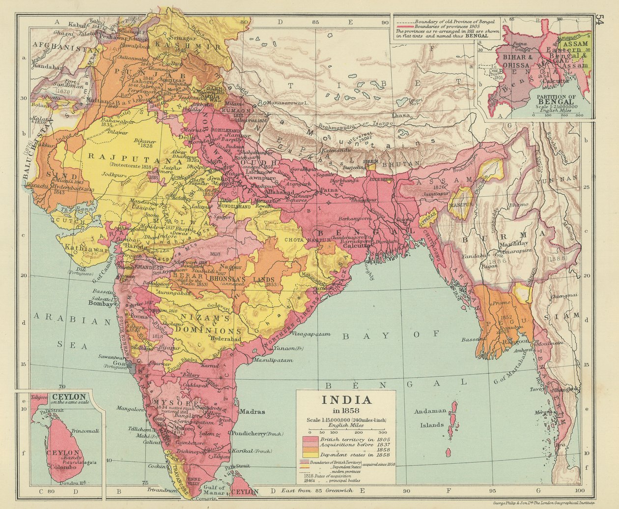 1858 年的印度（彩色平版） 作者 英语学校