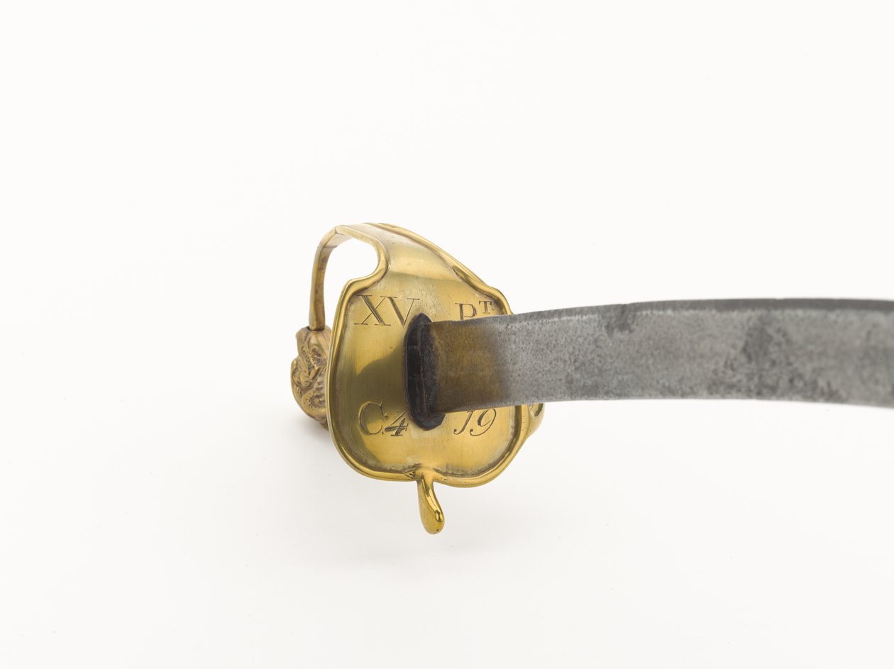 标记为第15（约克郡东部）团的步兵衣架剑，1790年左右（金属）。 作者 英语学校