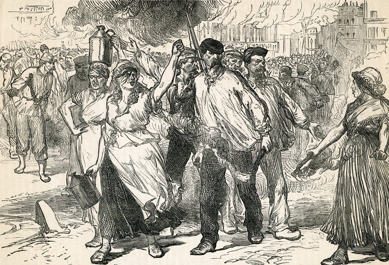 叛乱分子蹂躏巴黎街头，取自卡塞尔斯画报历史，1872年 作者 英语学校