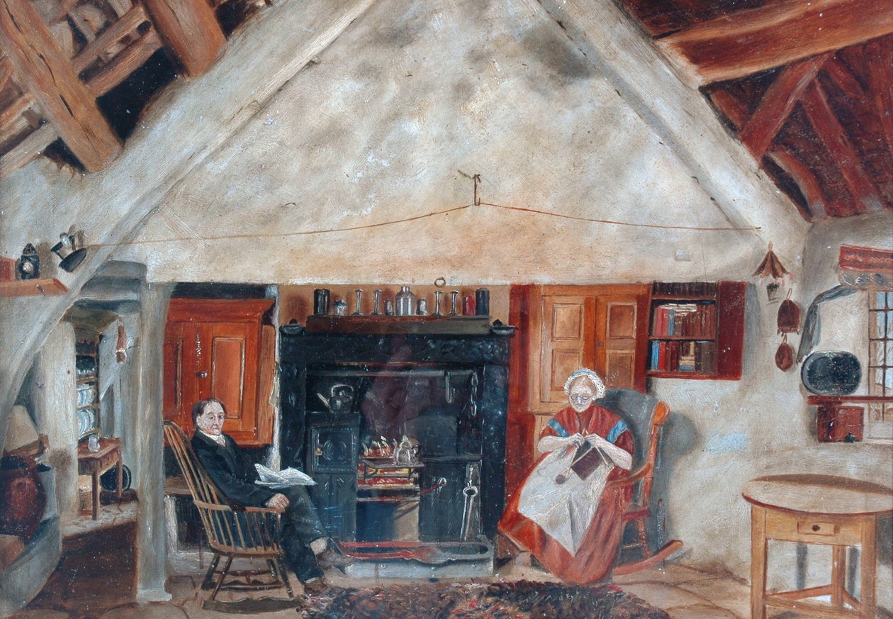 Cruck Cottage内部，可能是Shipley Glen 作者 英语学校