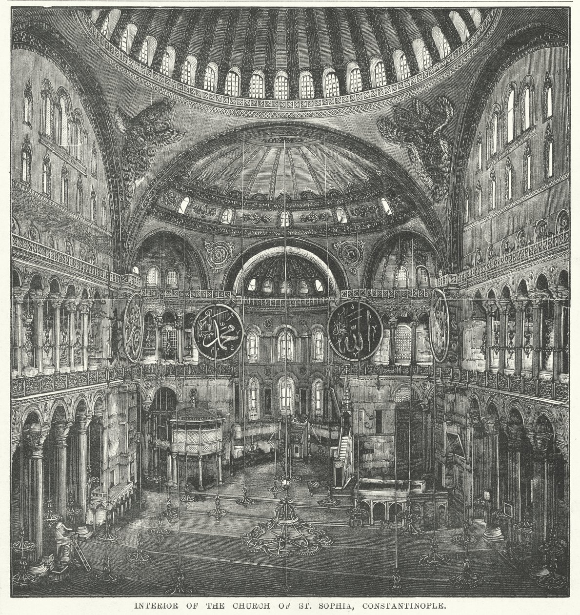 君士坦丁堡圣索菲亚教堂内部（雕刻） 作者 英语学校