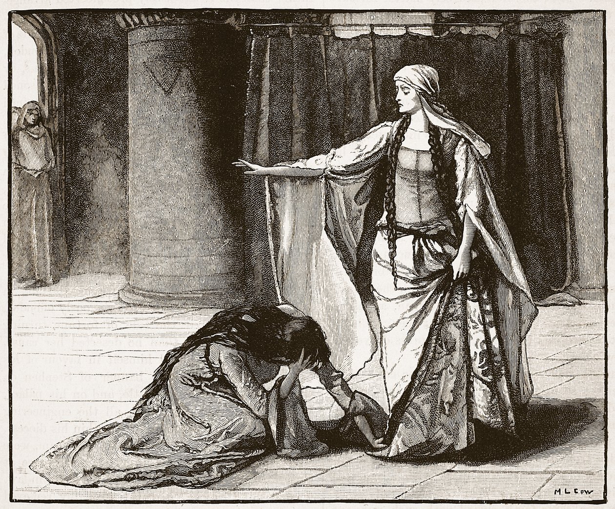 Matilda女皇与女王Maud的访谈，来自Cassells Illustrated History of England（sepia photo）的插图 作者 英语学校