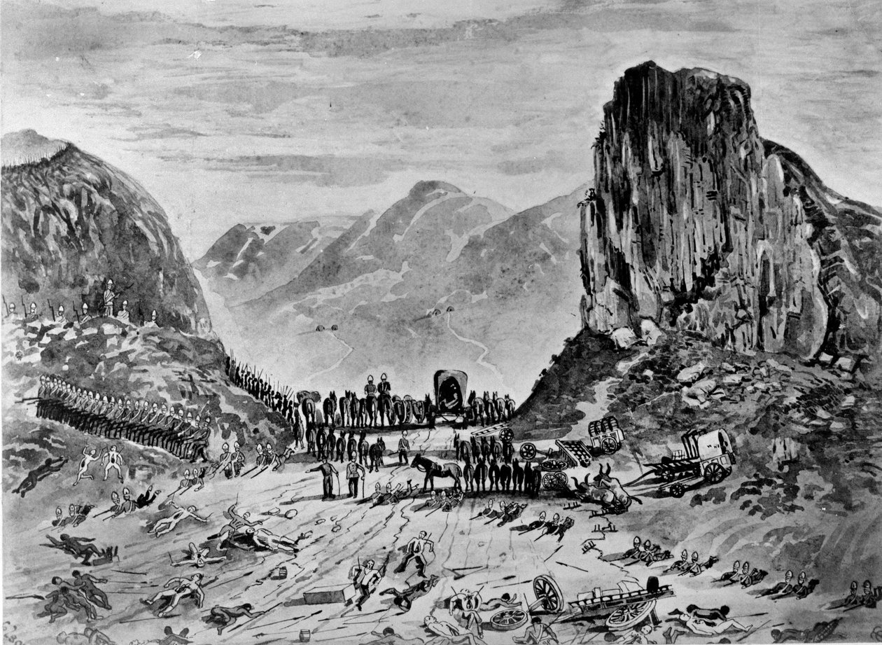 战争结束后的Isandhlwana，1879年（笔和墨水在纸上洗） 作者 英语学校