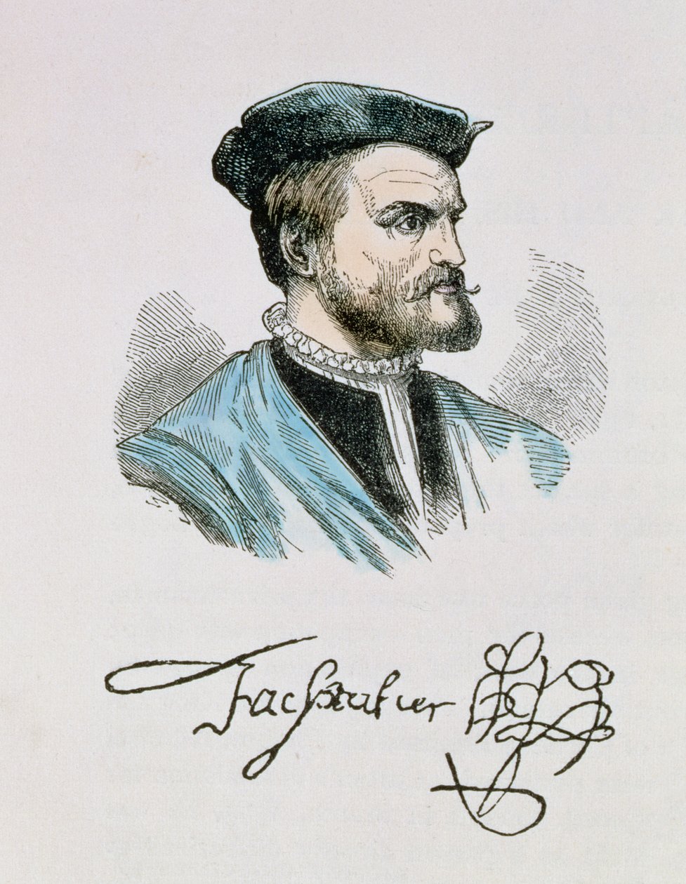雅克·卡蒂埃（1491-1557）插图来自“美国叙事与批评史”第四卷，1886年（后期着作） 作者 英语学校