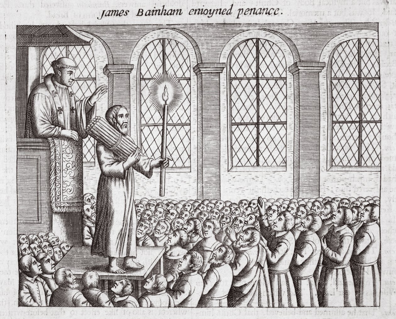詹姆斯·贝恩汉姆（James Bainham）享受了忏悔，来自使徒和纪念碑的插图，约翰福克斯，第九版，酒吧。 1684 作者 英语学校