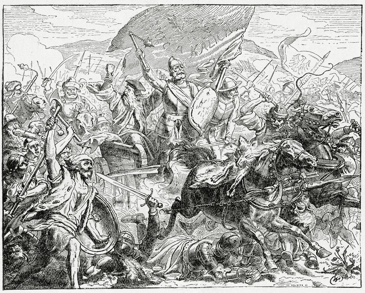 Jan Zizka于1882年在格伦沃尔德战役中获胜，1882年 作者 英语学校