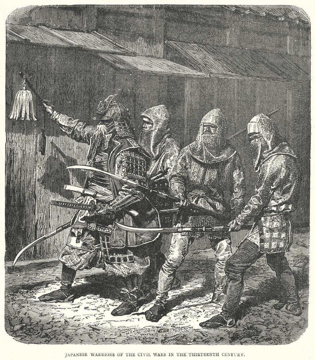 十三世纪内战中的日本武士（雕刻） 作者 英语学校