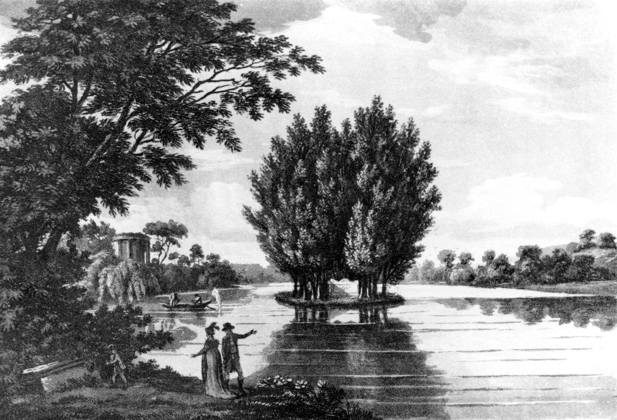 Jean-Jacques Rousseaus（1712-78）在Ermenonville坟墓，从法国体育之旅到达达灵顿伯爵的一系列信件由Thomas Thornton上校出版，1806年出版（bw照片 作者 英语学校