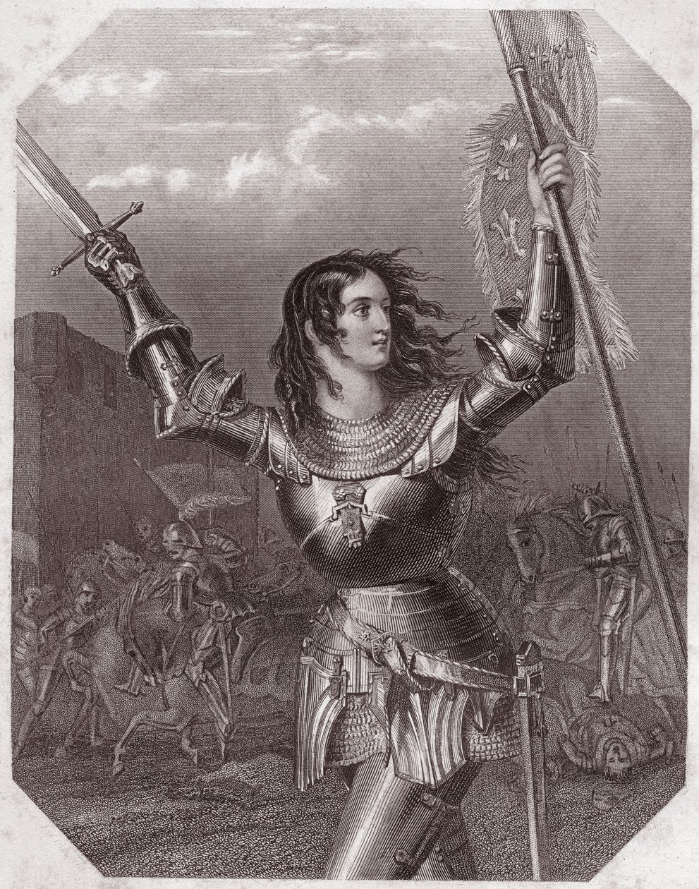 圣女贞德（亨利六世的五幕悲剧）--在--"莎士比亚的女性画廊，收集了伦敦第一批艺术家的45幅严肃的肖像画，并附有批评和文学评论 "1838年左右--来自 "莎士比亚的女性画廊"。 作者 英语学校