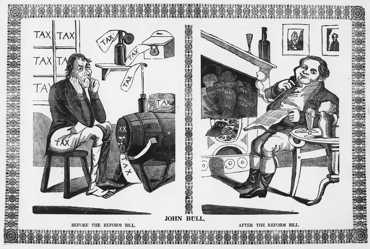 改革法案之前和之后的约翰-布尔 作者 英语学校