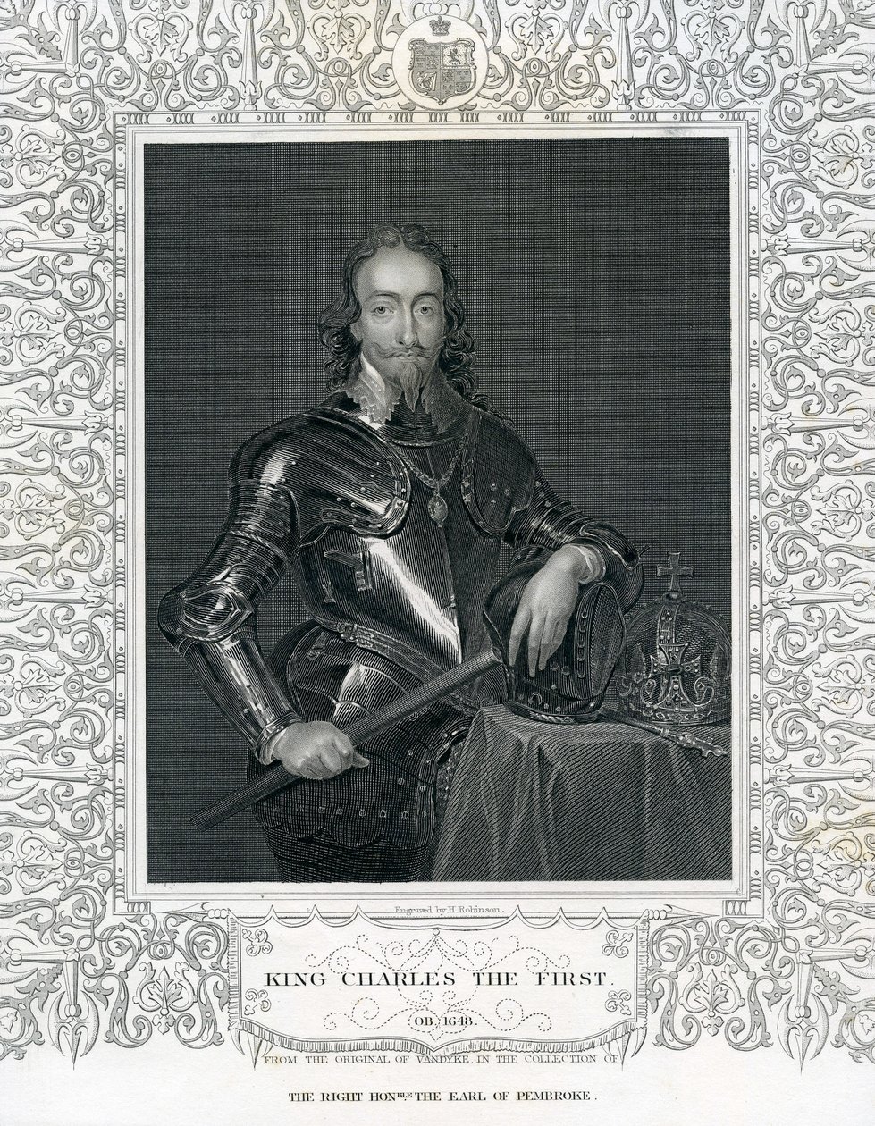 查尔斯一世国王，由H. Robinson在19世纪的Van Dyck之后刻 作者 英语学校