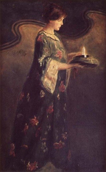 拿着蜡烛的女士，约1890年 作者 英语学校